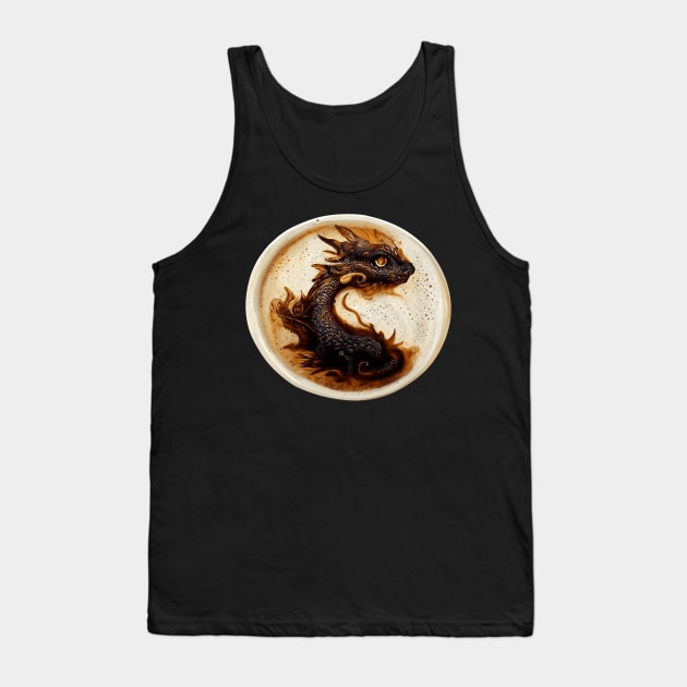 HyperRealistic Of Coffee Art Cute Dragon In Circle Tank Top by omorihisoka